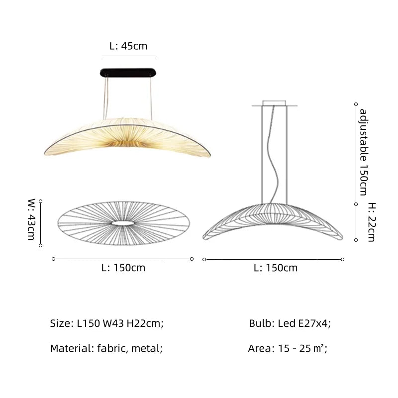 Wabi Sabi Fabric Pendant Light for Dining Room and Bar Decor