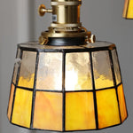 Brass LED Pendant Light with Adjustable Glass & Wood Hang Lamp