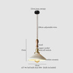White Ceramic Brass LED Pendant Light - Vintage Japanese Hanglamp