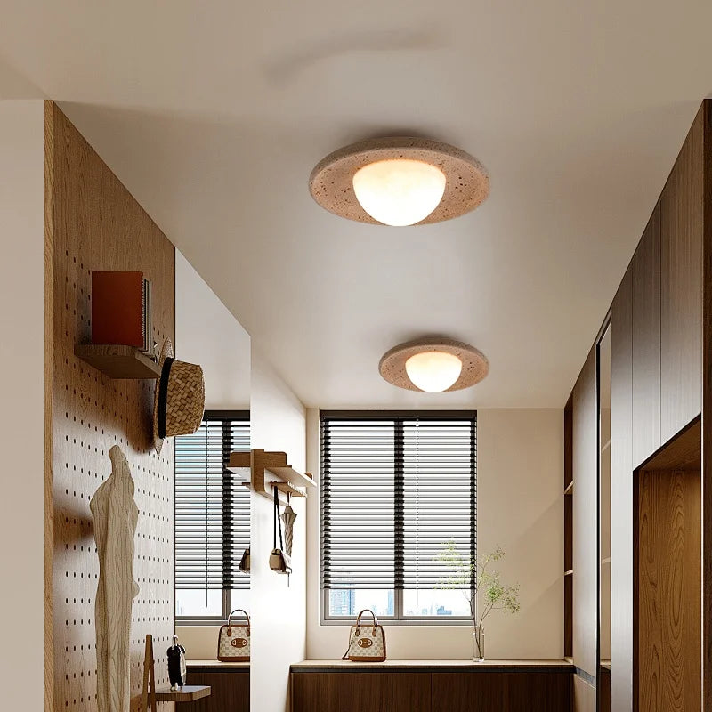 Yellow Travertine LED Ceiling Lamp, Modern Nordic 3D Print Light Fixtures