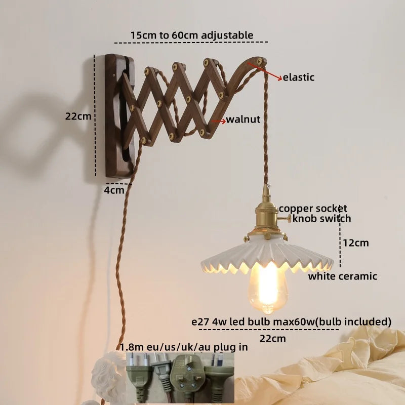 Walnut Copper LED Wall Lights - Modern Bedroom Balcony Living Room Decor