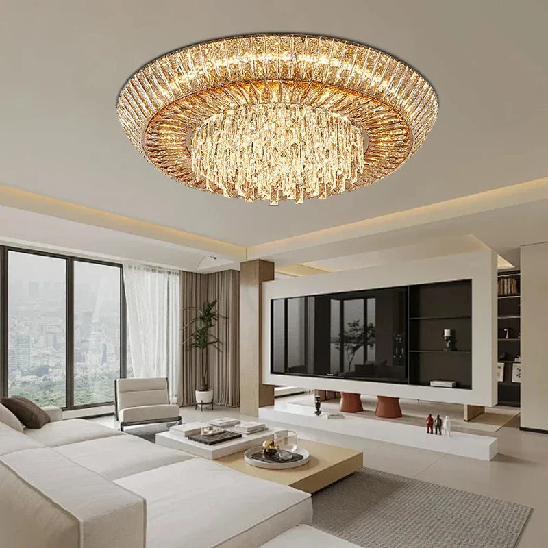 Amber Crystal LED Ceiling Light for Luxurious Home Decor