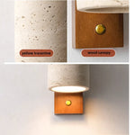 Wooden Canopy LED Wall Lights Modern Yellow Stone Bedside Lamp