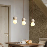 Afralia™ Glass Ball LED Pendant Lamps Vintage Yellow Travertine Hanging Light