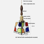 Tiffany Style Glass LED Pendant Light Fixture for Kitchen Coffee & Restaurant