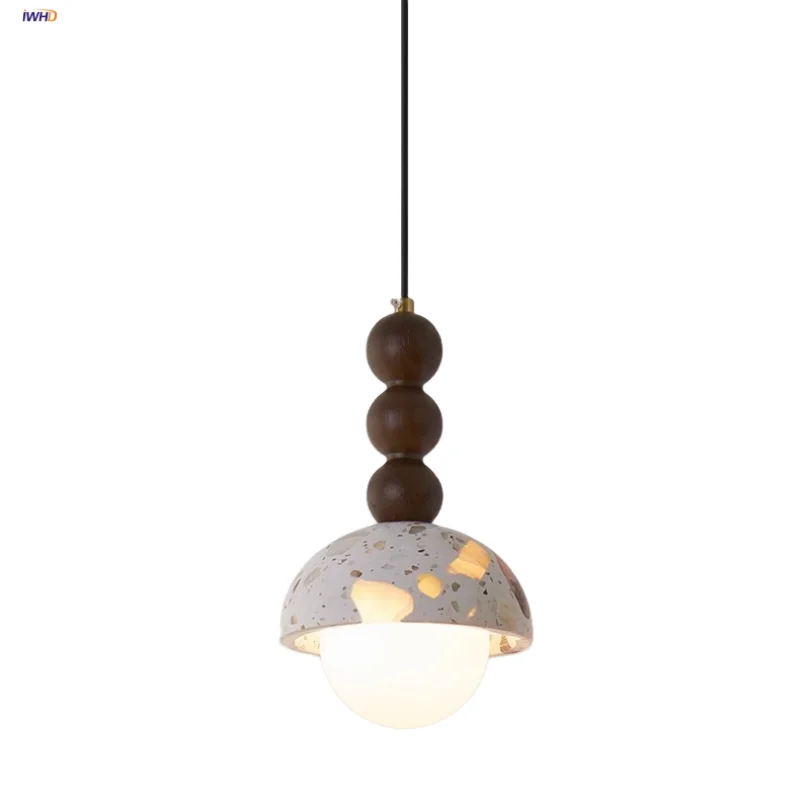 Afralia™ Terrazzo Stone Glass Ball LED Pendant Light Fixture - Nordic Modern Design