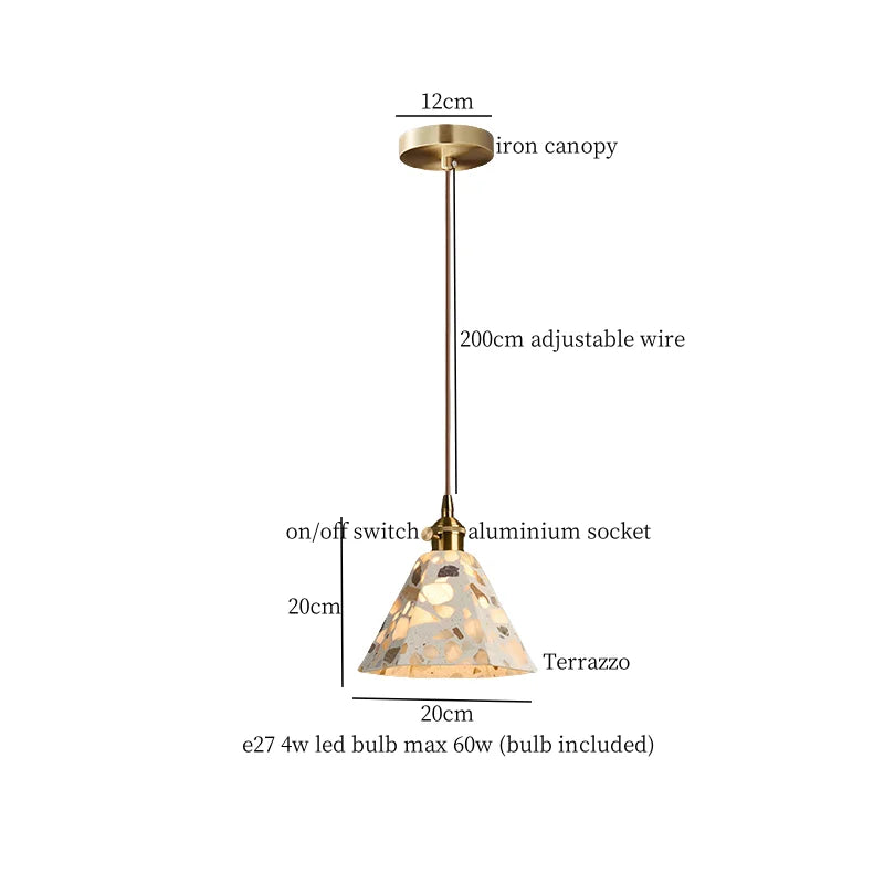Terrazzo LED Pendant Lights - Modern Living Room Bedroom Lighting Solution