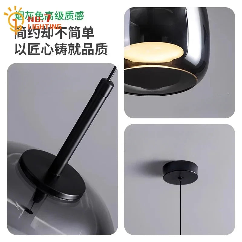 Glass Pendant Lights Modern Designer LED Indoor Lighting for Bedroom Living Room