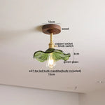 Amber Glass LED Ceiling Light Modern Wood Canopy Kids Room Fixture
