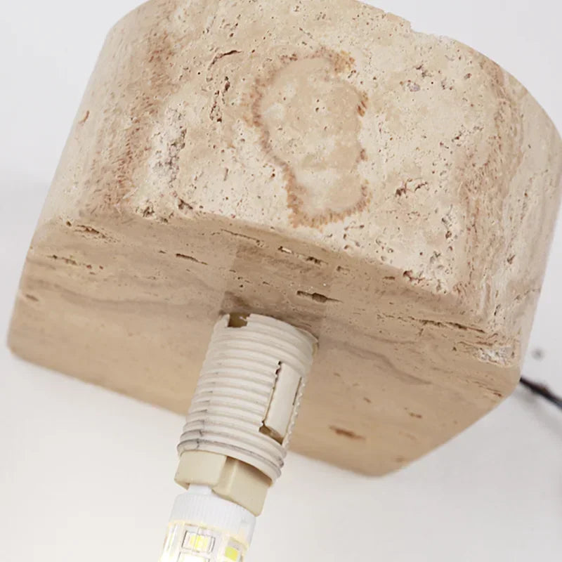 Natural Stone Wall Sconce with Glass Lampshade and LED Light