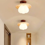 Yellow Travertine Stone LED Ceiling Light Fixture White Glass Ceiling Lamp