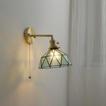 Copper Glass LED Wall Sconce Pull Chain Switch Modern Stair Light Fixtures