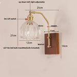 Afralia™ LED Glass & Wood Wall Lamp with Pull Chain Switch for Living Room Bedroom Mirror