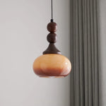 Wood Glass LED Pendant Lamps | French Vintage Hanging Light