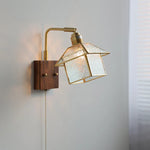 Vintage LED Wall Lamp Sconce with Rotatable Glass Shade & Pull Chain Switch