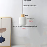 White Ceramic LED Pendant Lamp Copper Modern Wood Nordic Hanging Lights
