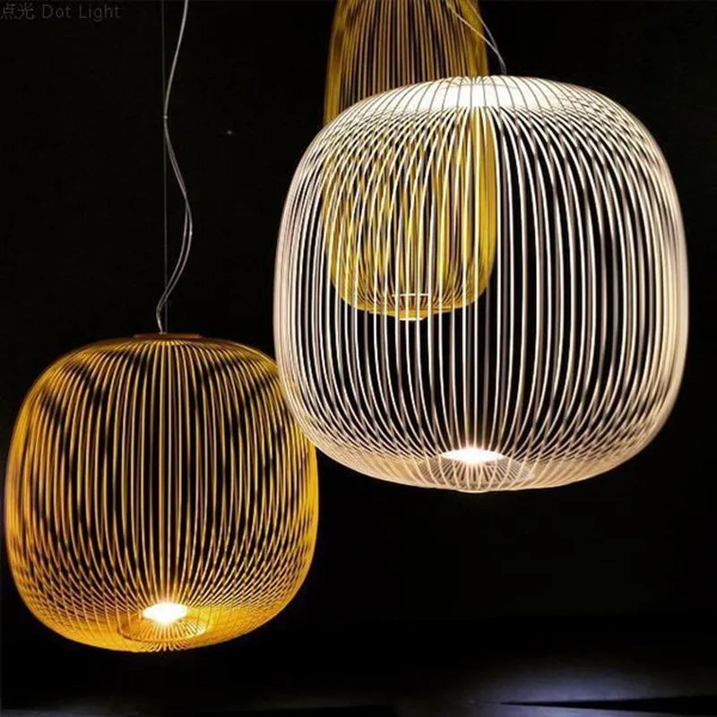 Spokes Pendant: Minimalist Birdcage Hanging Light for Villa, Lobby, Staircase & Home Decor