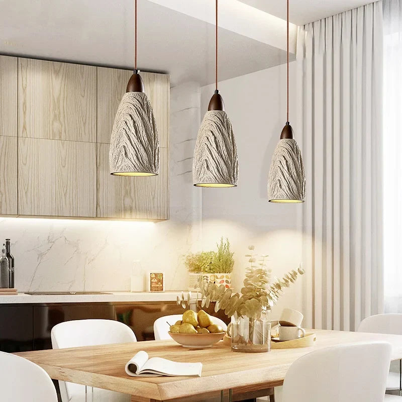 Modern Cement Hanging Light Fixture Aisle Bar Coffee Lampshade LED Pendant