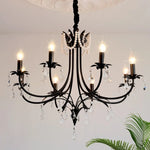 Black E14 Candle Chandelier: French Living Room Pendant Lighting for Home Decor