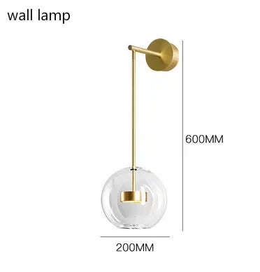 Modern Clear Glass Globe LED Pendant Light - Micky Copper Hanging Lamp