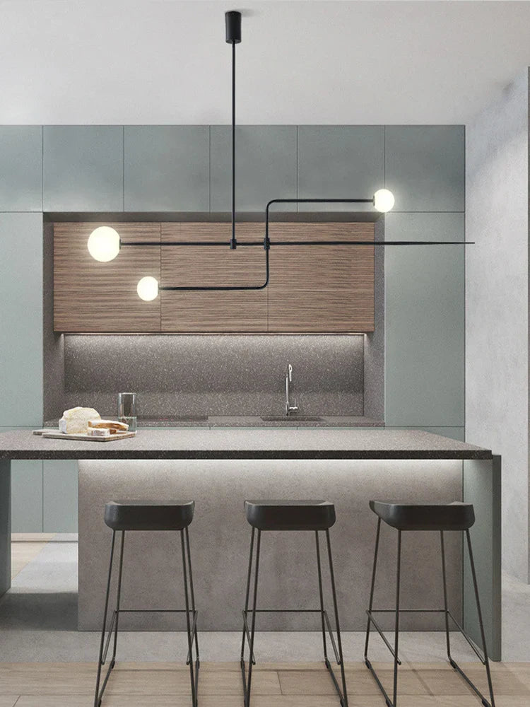 Arc Line Chandelier: Nordic Suspension Pendant for Living Dining Room Kitchen