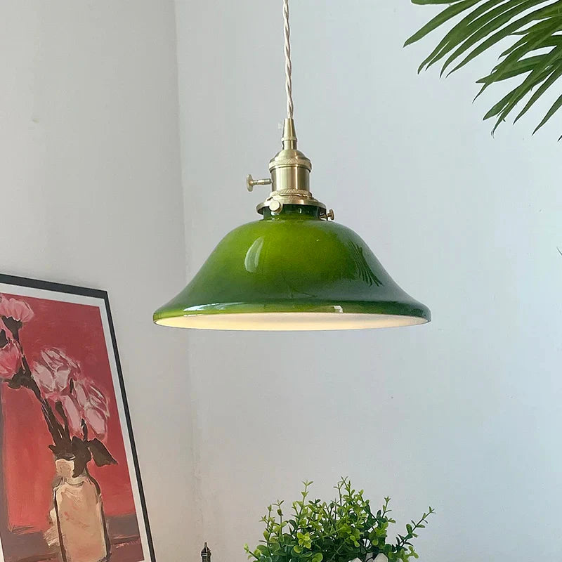 Green LED Pendant Lights E27 Knob Switch Kitchen Living Room Hanging Lamps