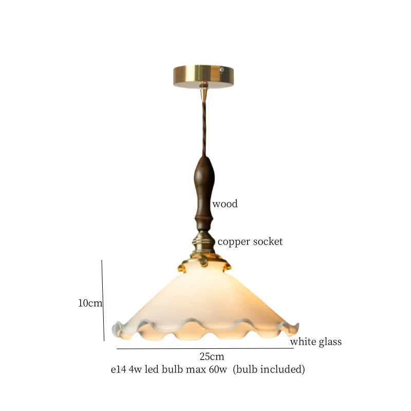 Afralia™ Cream Glass Copper LED Pendant Lamp for Kitchen Bedroom Living Room