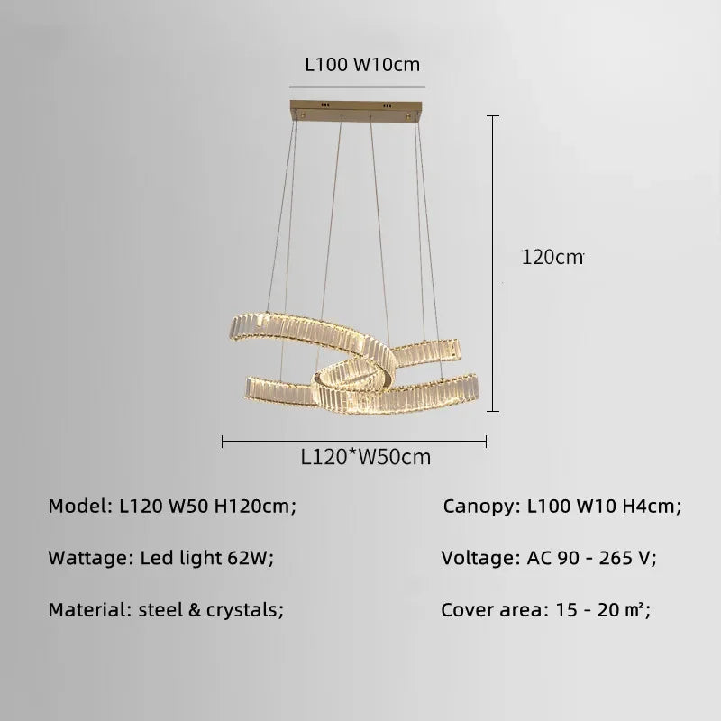 Crystal LED Pendant Lights Remote Control Dimmable Suspension Lamp