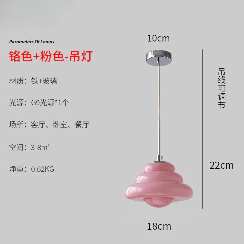 Cream Glass Pendant Lights LED G9 for Girl's Room & Kitchen