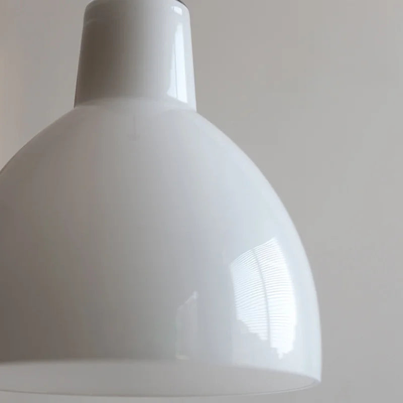 White Glass E27 LED Pendant Light Fixture Modern Adjustable Hanging Lamp