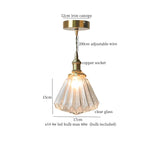 Brass Amber Glass LED Pendant Light for Restaurant Bedside Kitchen Loft Bar