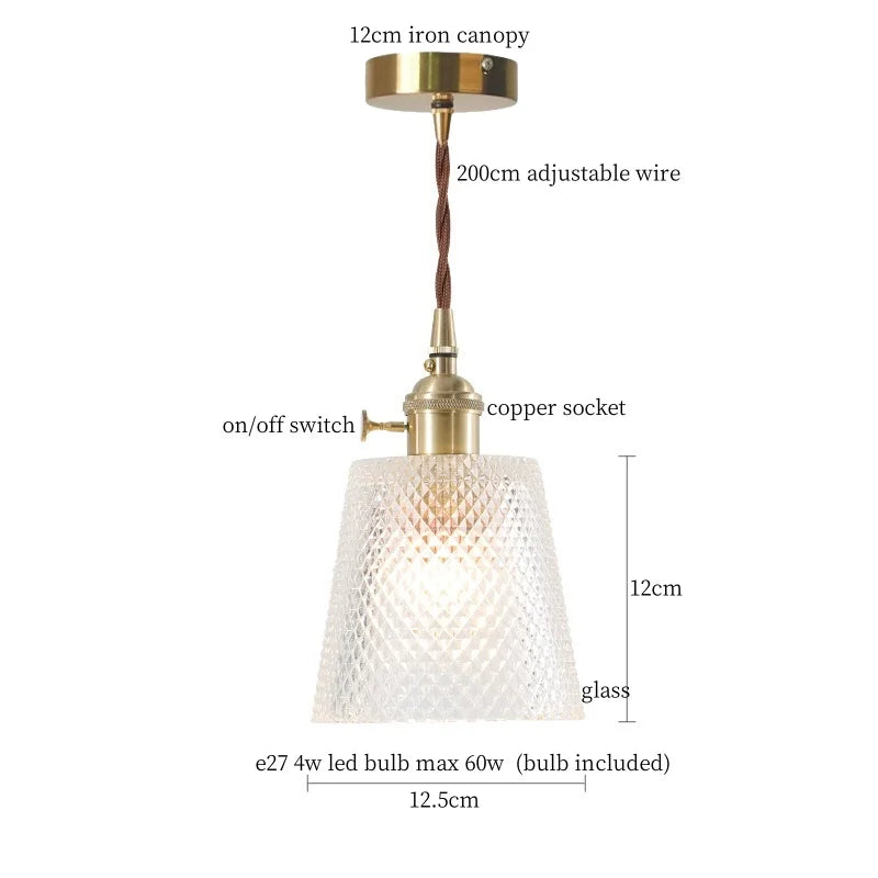 Nordic Style Copper Glass LED Pendant Lights for Living Dining Room