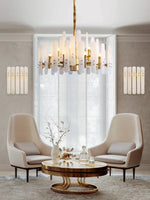 Alabaster Gold Chrome Chandelier Suspension Luminaire for Living Room