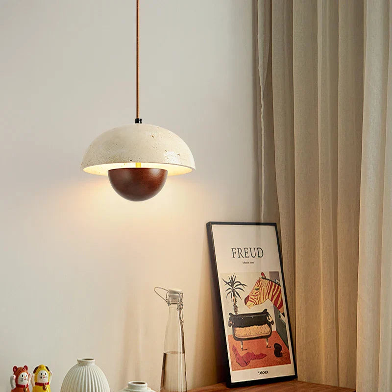 Wabi Sabi Cement LED Pendant Lamps: Minimalist Nordic Hanging Light for Bedroom, Living, Dining Room