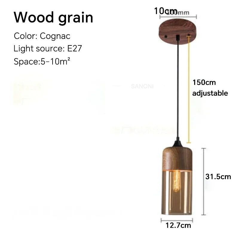 Nordic LED Glass Pendant Lights - Modern Wood Art for Stylish Living Spaces