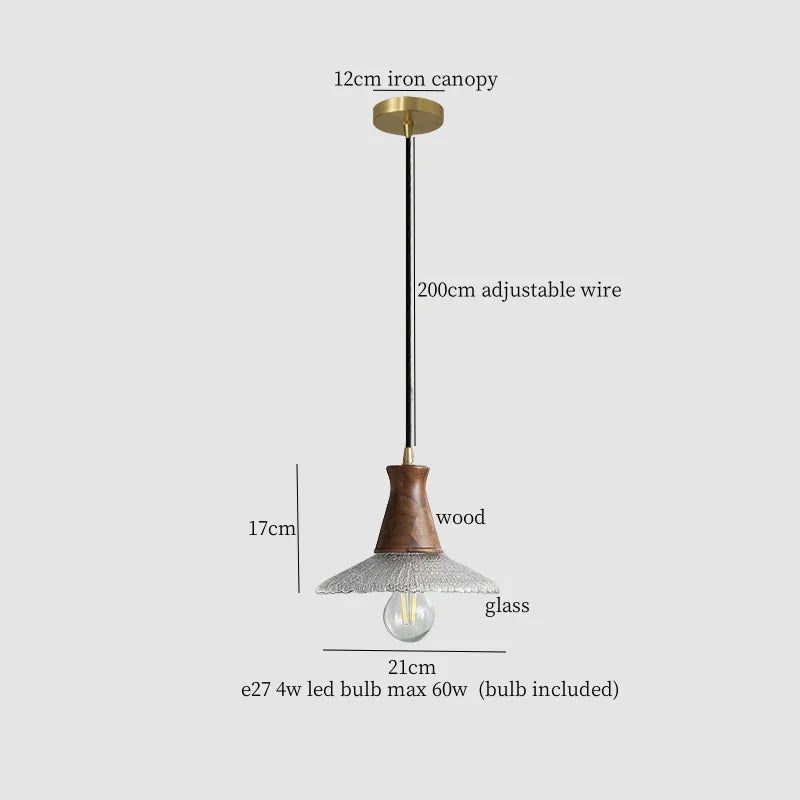 Vintage Glass LED Pendant Lights: Bedroom Living Room Hanging Lamp Lighting