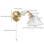 Green Glass LED Wall Sconce, Pull Chain Switch, for Bedside, Bathroom, Living Room