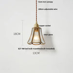 Glass LED Pendant Light Fixture with Copper Socket for Dining Room & Porch