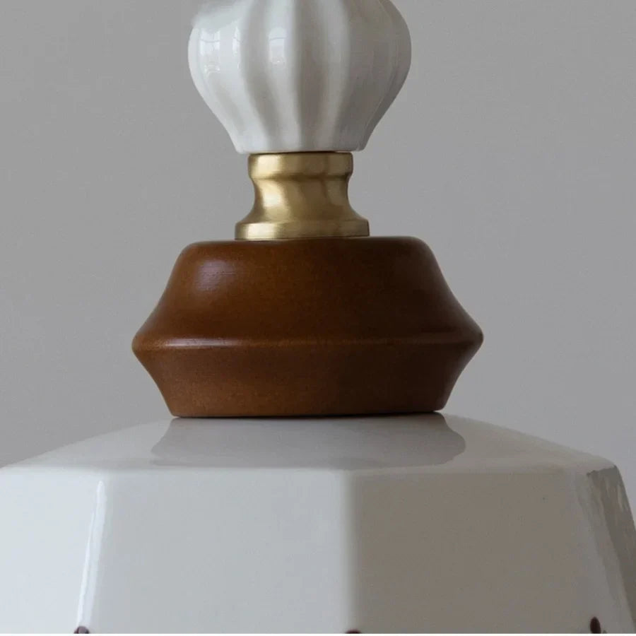 Brown Wood Ceramic Tassel LED Pendant Lights for Modern Interior Lighting