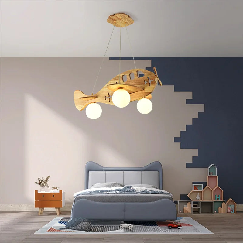 Wooden Aircraft Pendant Light Hanging Lamps Chandelier Ceiling Suspension