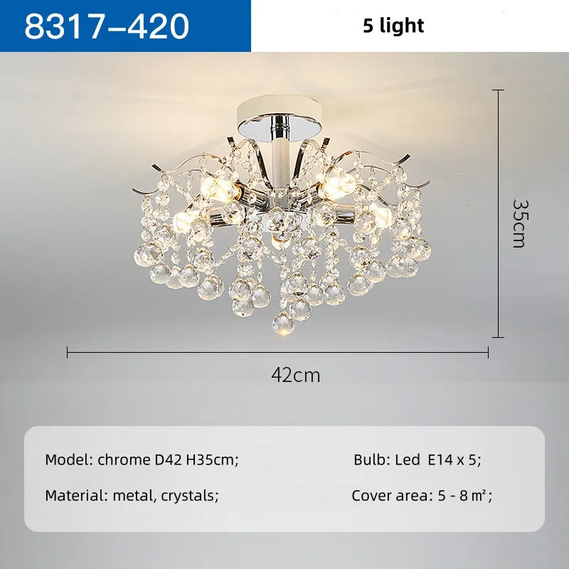 Chrome LED Ceiling Lights E14 Chandelier for Living Room Home Decor
