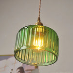 Green Glass LED Pendant Light: Nordic Modern Hanging Lamp for Dining & Bedroom