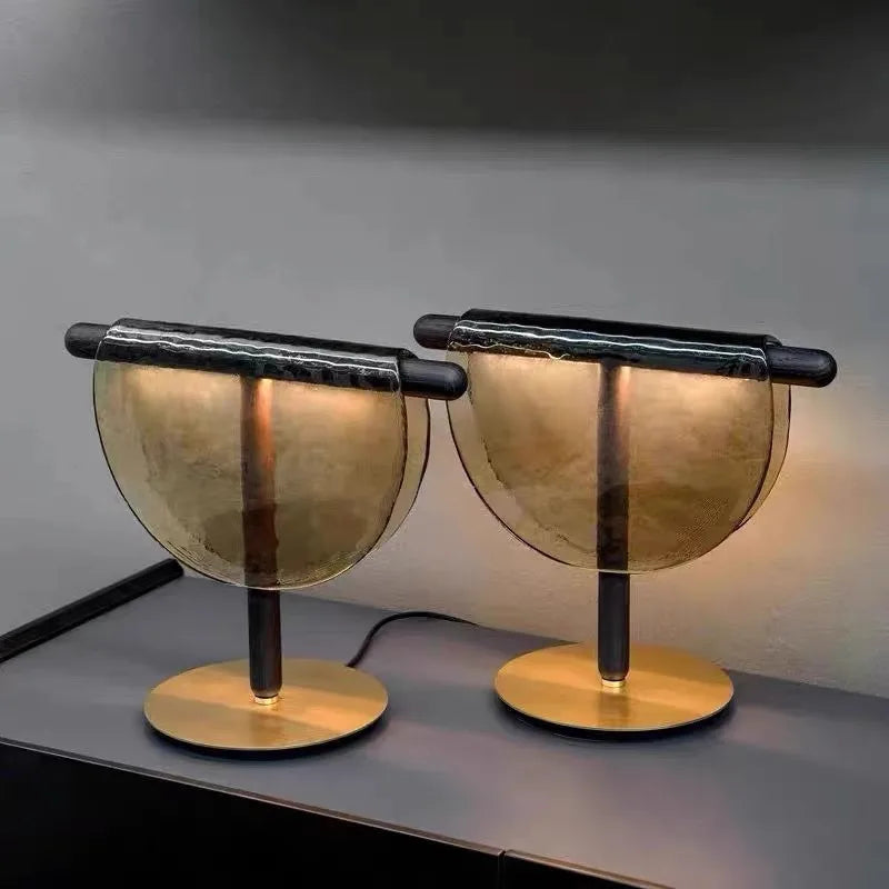 Amber Glass Table Lamp: Nordic Minimalist LED Nightstand Decor