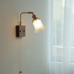 LED Brass Walnut Wood Wall Sconce Rotate Glass Stair Light