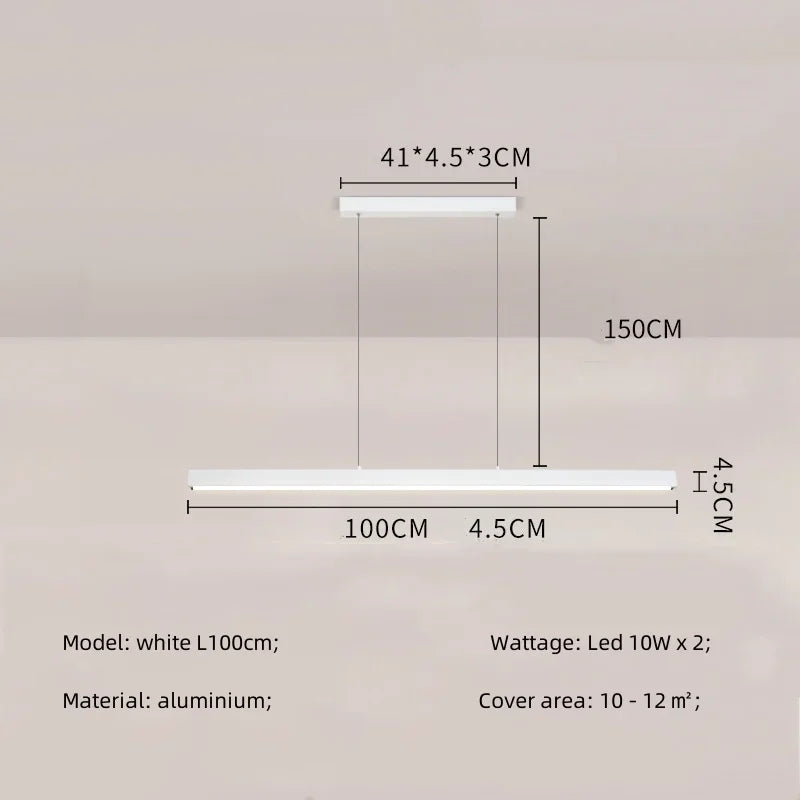 Modern Straight Pendant LED Light - Minimalist Painted Aluminium Chandelier