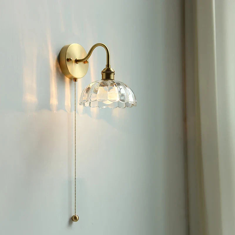Clear Glass LED Wall Sconce Pull Chain Switch Modern Stair Light