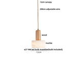 Afralia™ White Marble LED Pendant Lamp Natural Wood Nordic Modern Hanging Light