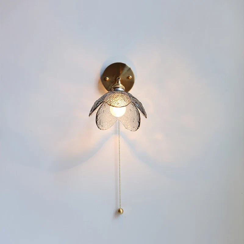 Gray Glass LED Wall Lights, Pull Chain Switch, Modern Nordic Design