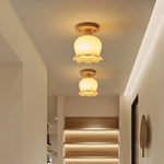 Wood LED Ceiling Light Milk Yellow Resin Plafond Lamp Modern Nordic Decor