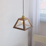 LED Glass & Wood Pendant Light for Aisle, Coffee Living Room - Japanese Style
